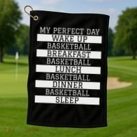 Funny Basketball Player Gift 'my Perfect Day' Basketball Golf Towel thumb 1