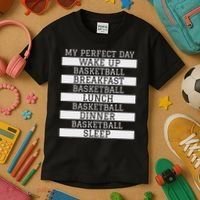 Funny Basketball Player Gift 'my Perfect Day' Basketball Kids T-Shirt thumb 3
