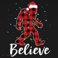 Funny Believe Plaid Bigfoot Christmas Light Sasquatch Santa Bucket Hat thumb 4