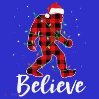Funny Believe Plaid Bigfoot Christmas Light Sasquatch Santa Long Sleeve Shirt thumb 2