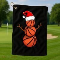 Funny Basketball Player Snow Christmas Gift Golf Towel thumb 1