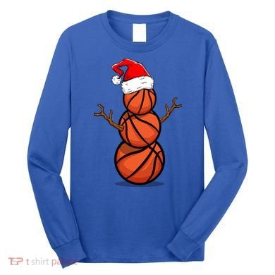 Funny Basketball Player Snow Christmas Gift Long Sleeve Shirt