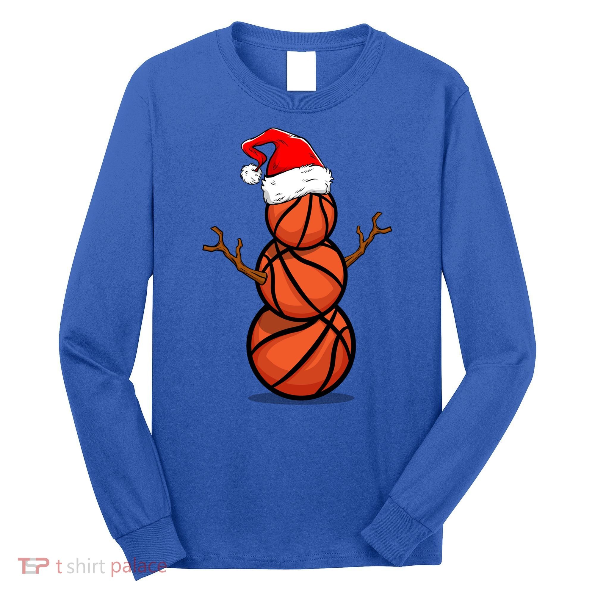 Funny Basketball Player Snow Christmas Gift Long Sleeve Shirt
