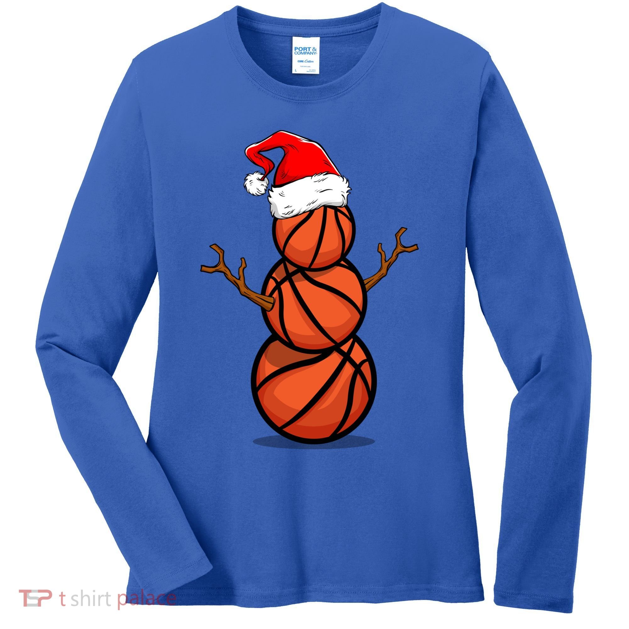 Funny Basketball Player Snow Christmas Gift Women's Long Sleeve Shirt