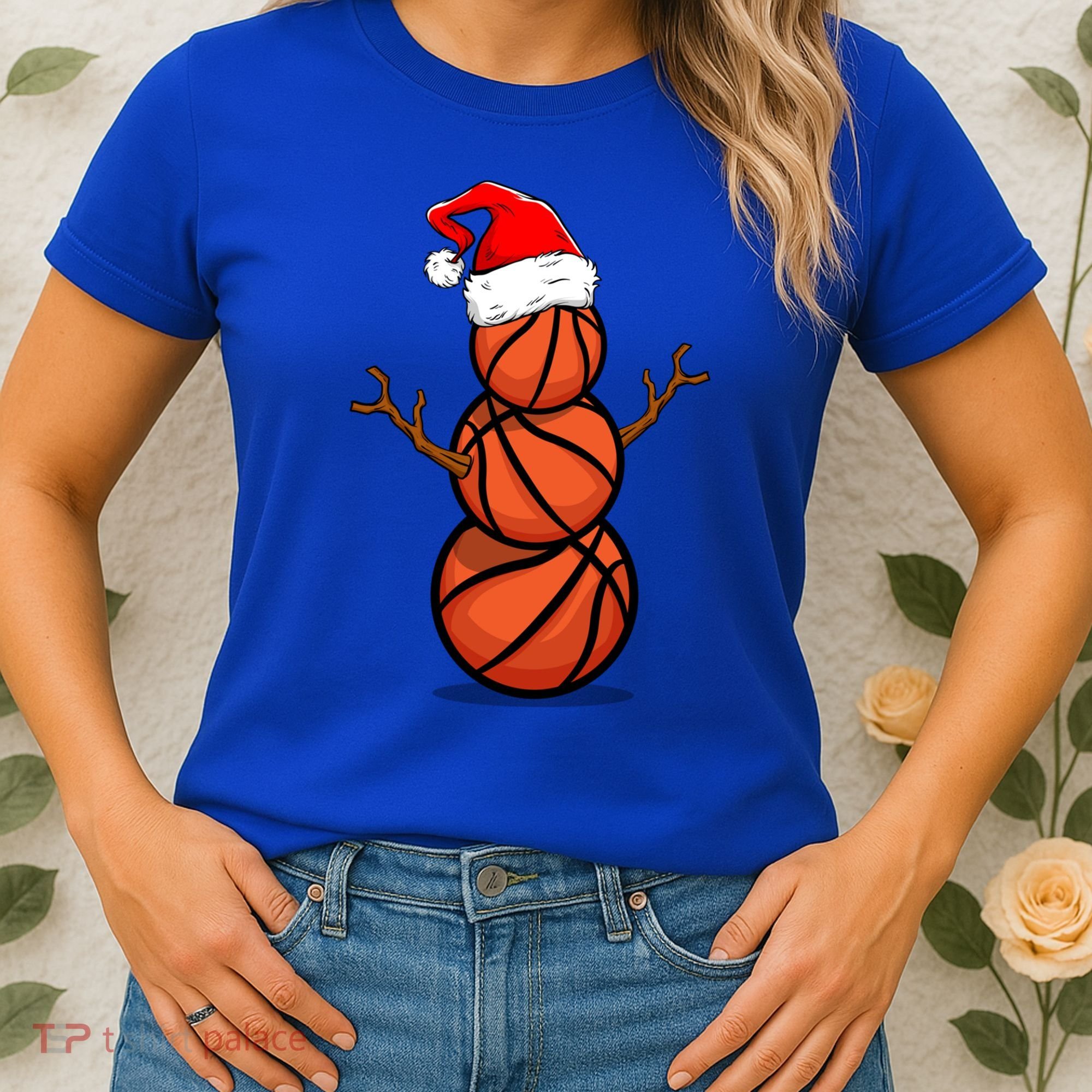Funny Basketball Player Snow Christmas Gift Women's T-Shirt