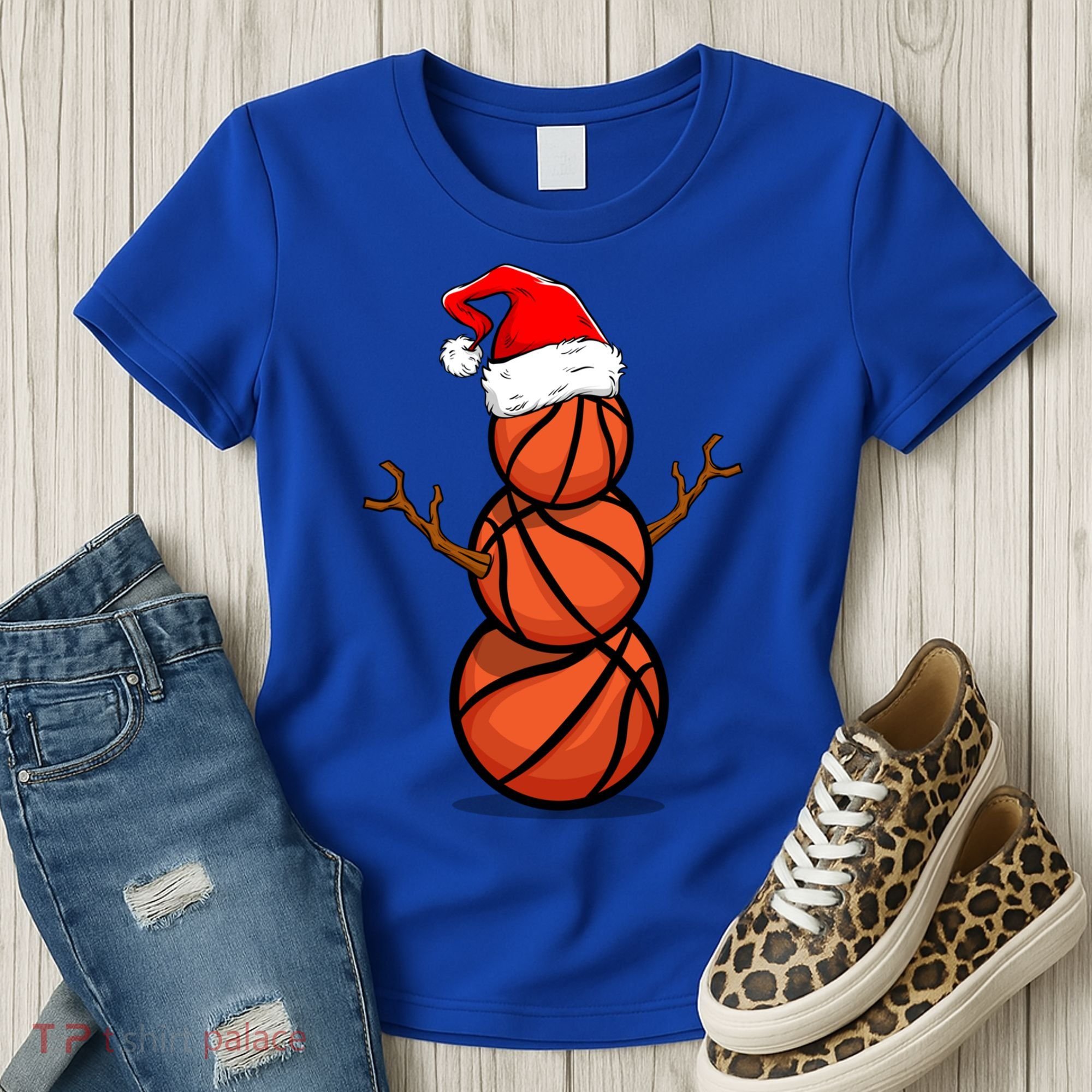 Funny Basketball Player Snow Christmas Gift Women's T-Shirt