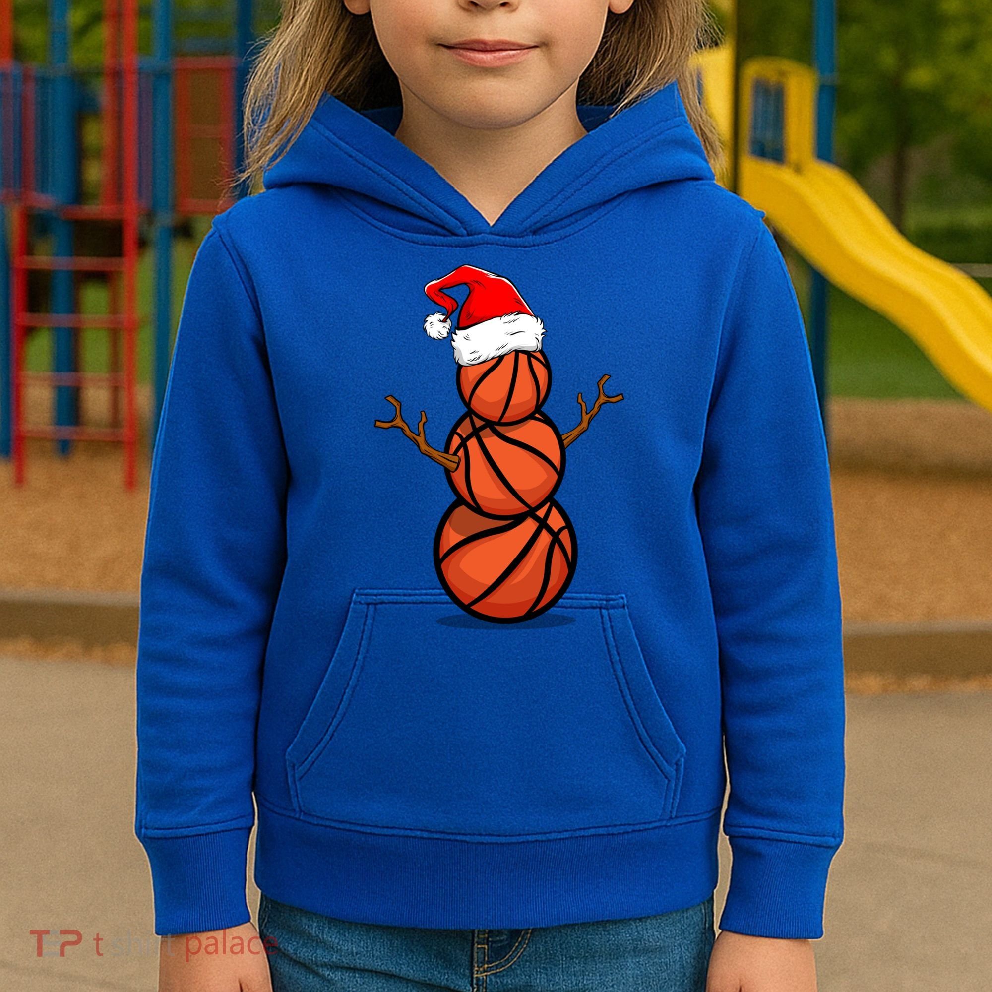 Funny Basketball Player Snow Christmas Gift Kids Hoodie