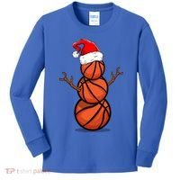 Funny Basketball Player Snow Christmas Gift Kids Long Sleeve Shirt thumb 0