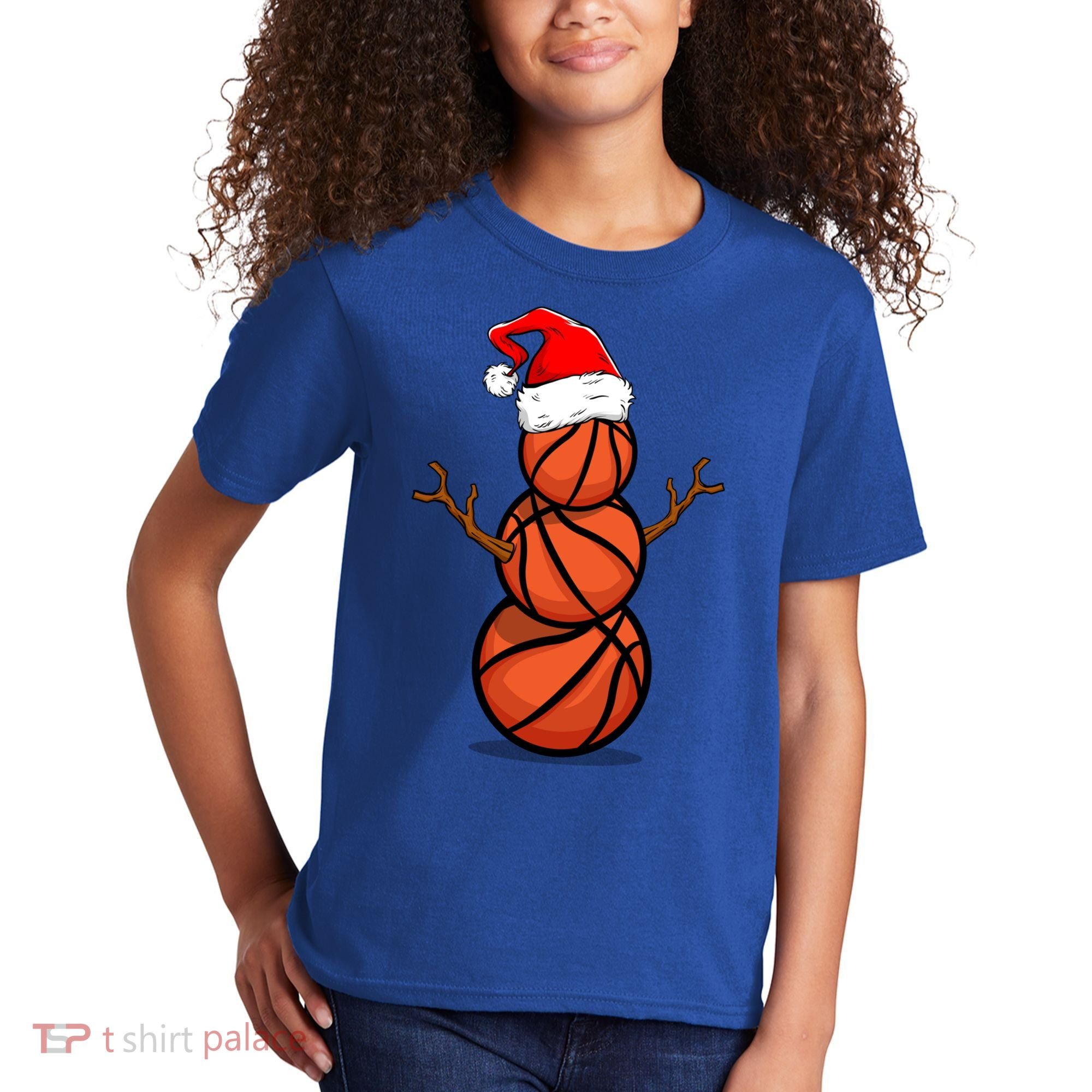 Funny Basketball Player Snow Christmas Gift Kids T-Shirt