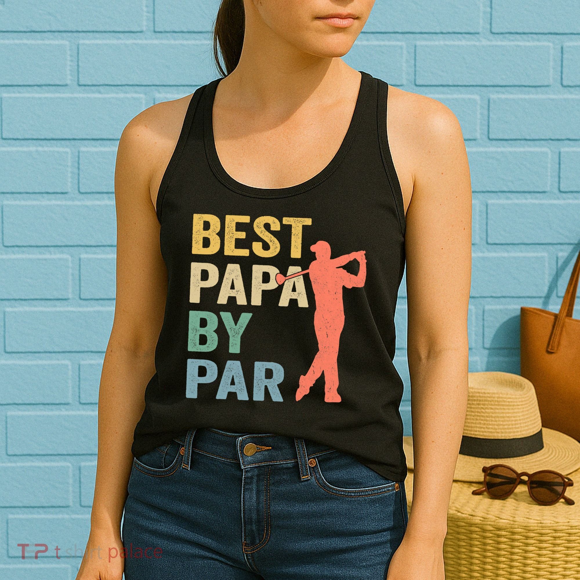 Funny Best Papa By Par Fathers Day Golf Grandpa Women's Tank Top