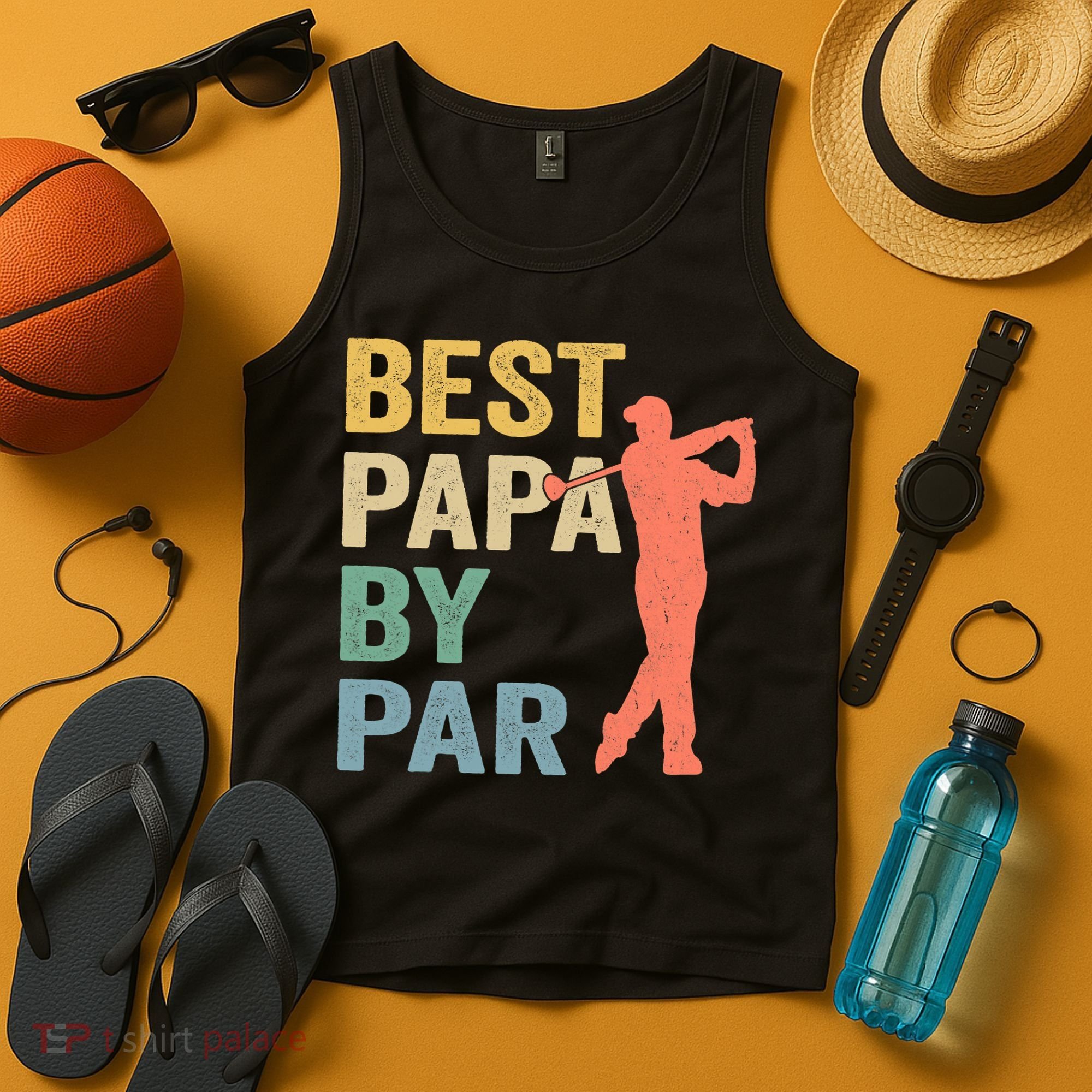 Funny Best Papa By Par Fathers Day Golf Grandpa Tank Top