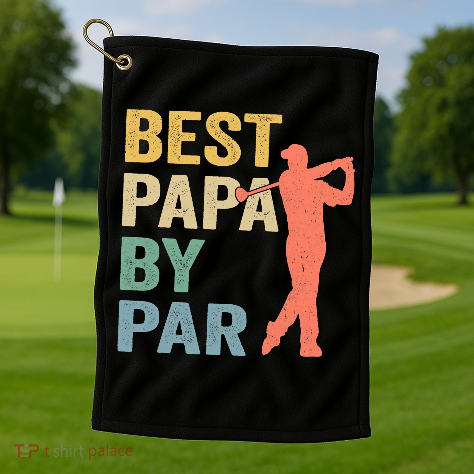 Funny Best Papa By Par Fathers Day Golf Grandpa Golf Towel