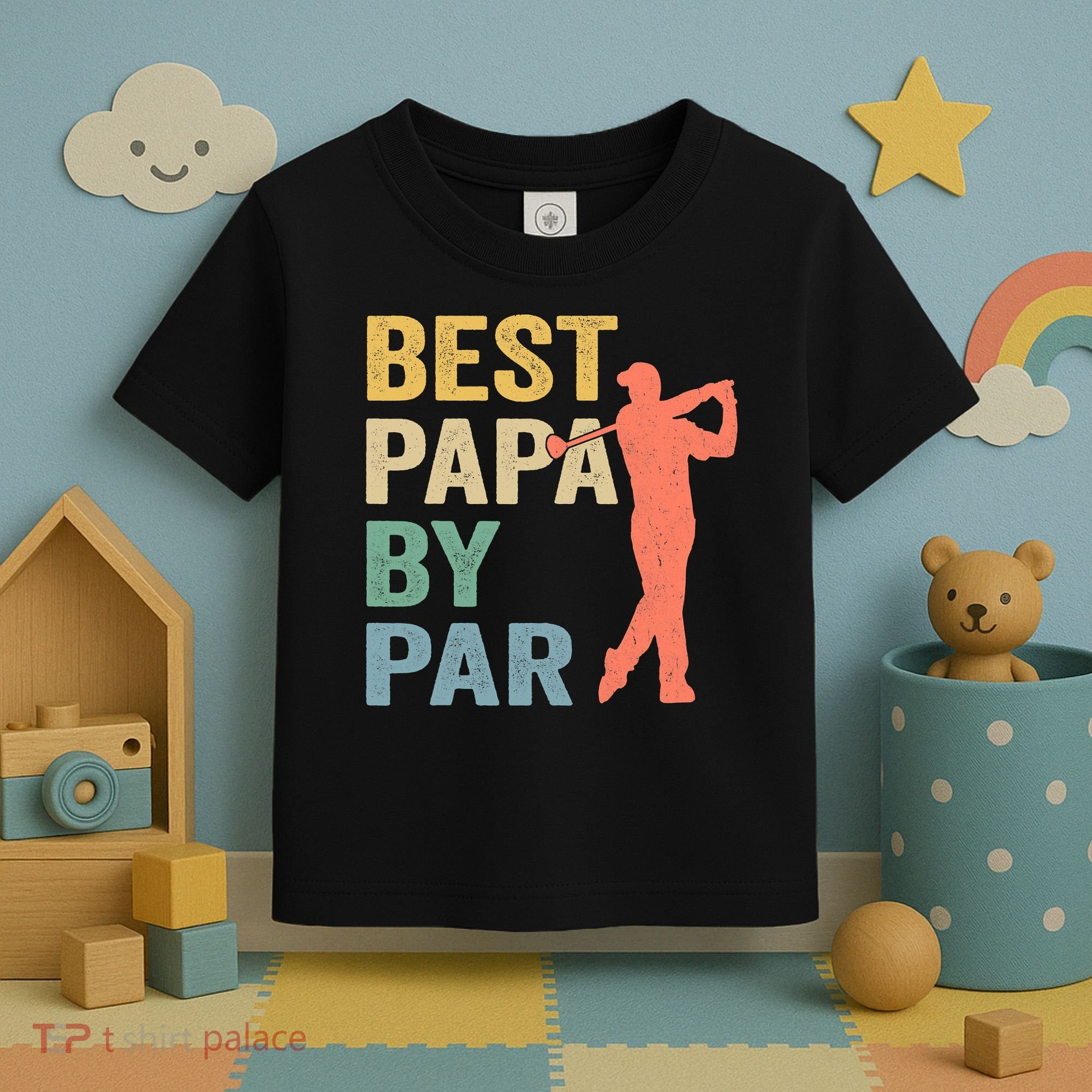 Funny Best Papa By Par Fathers Day Golf Grandpa Toddler T-Shirt