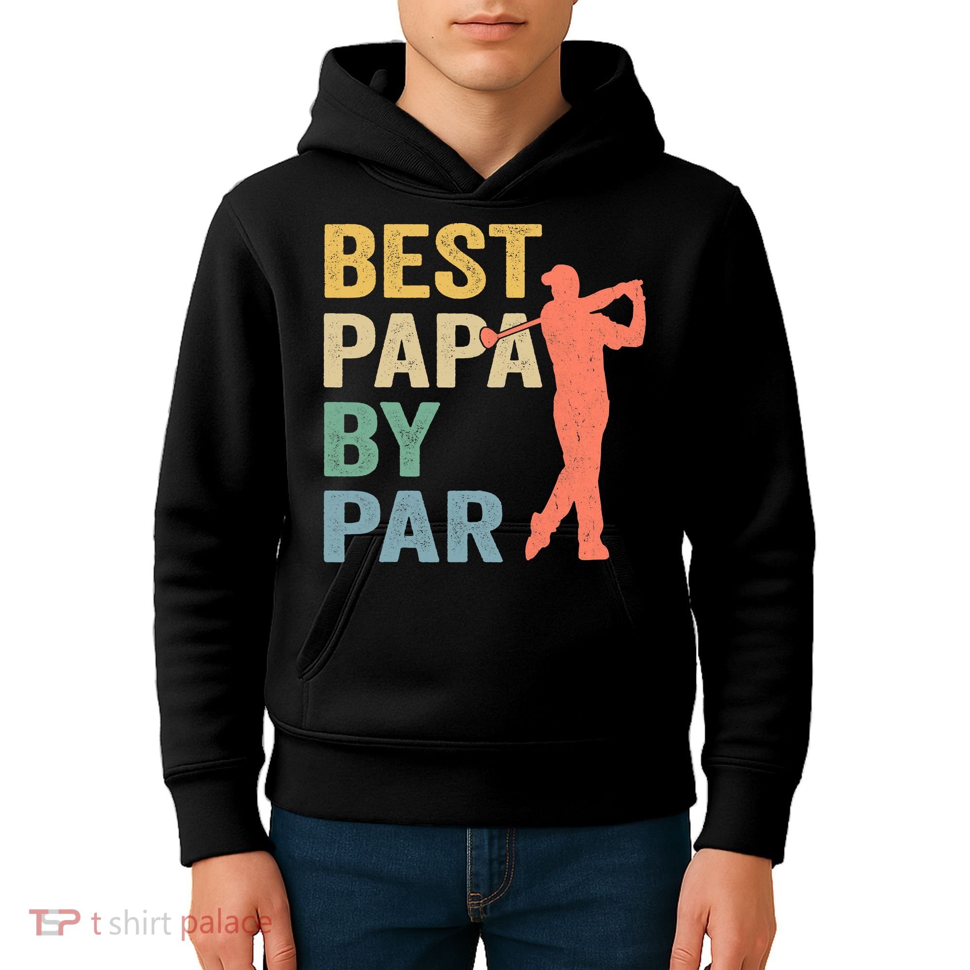 Funny Best Papa By Par Fathers Day Golf Grandpa Kids Hoodie