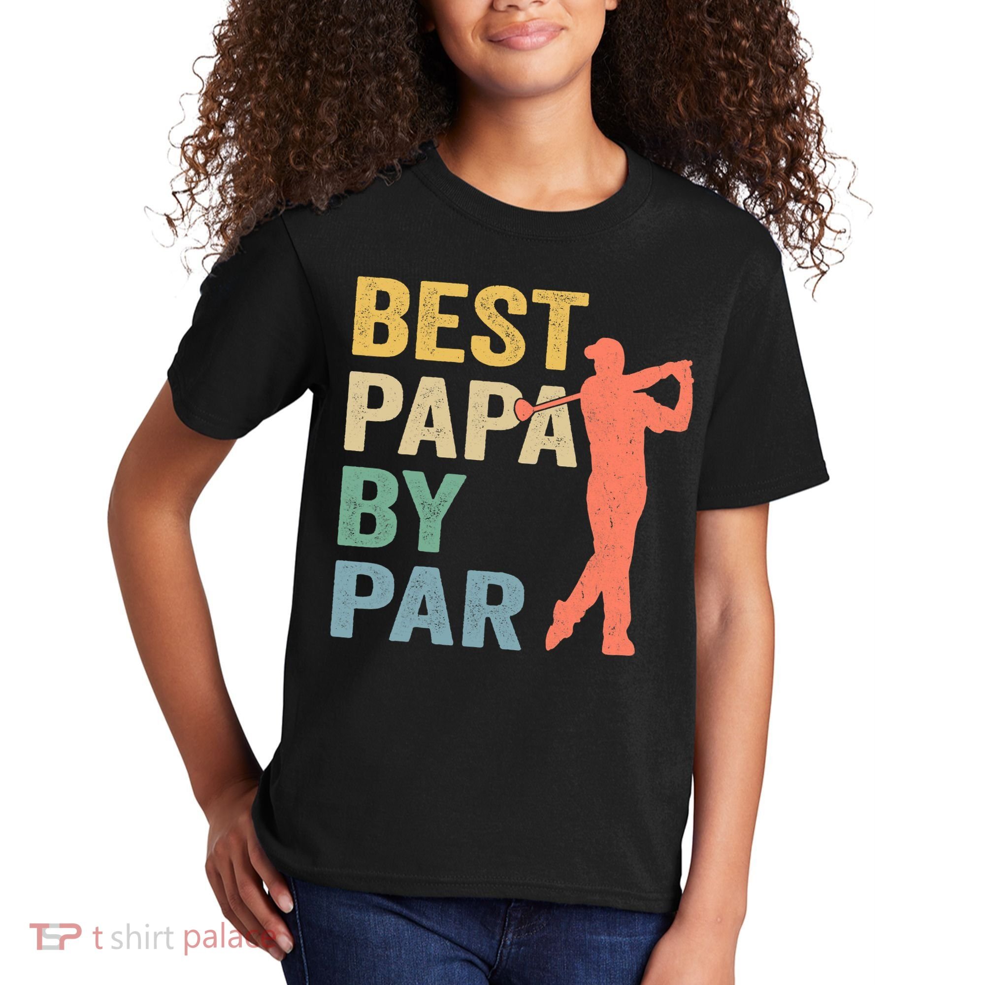 Funny Best Papa By Par Fathers Day Golf Grandpa Kids T-Shirt