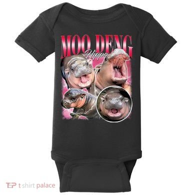 Funny Baby Pygmy Hippo Moodeng Baby Bodysuit