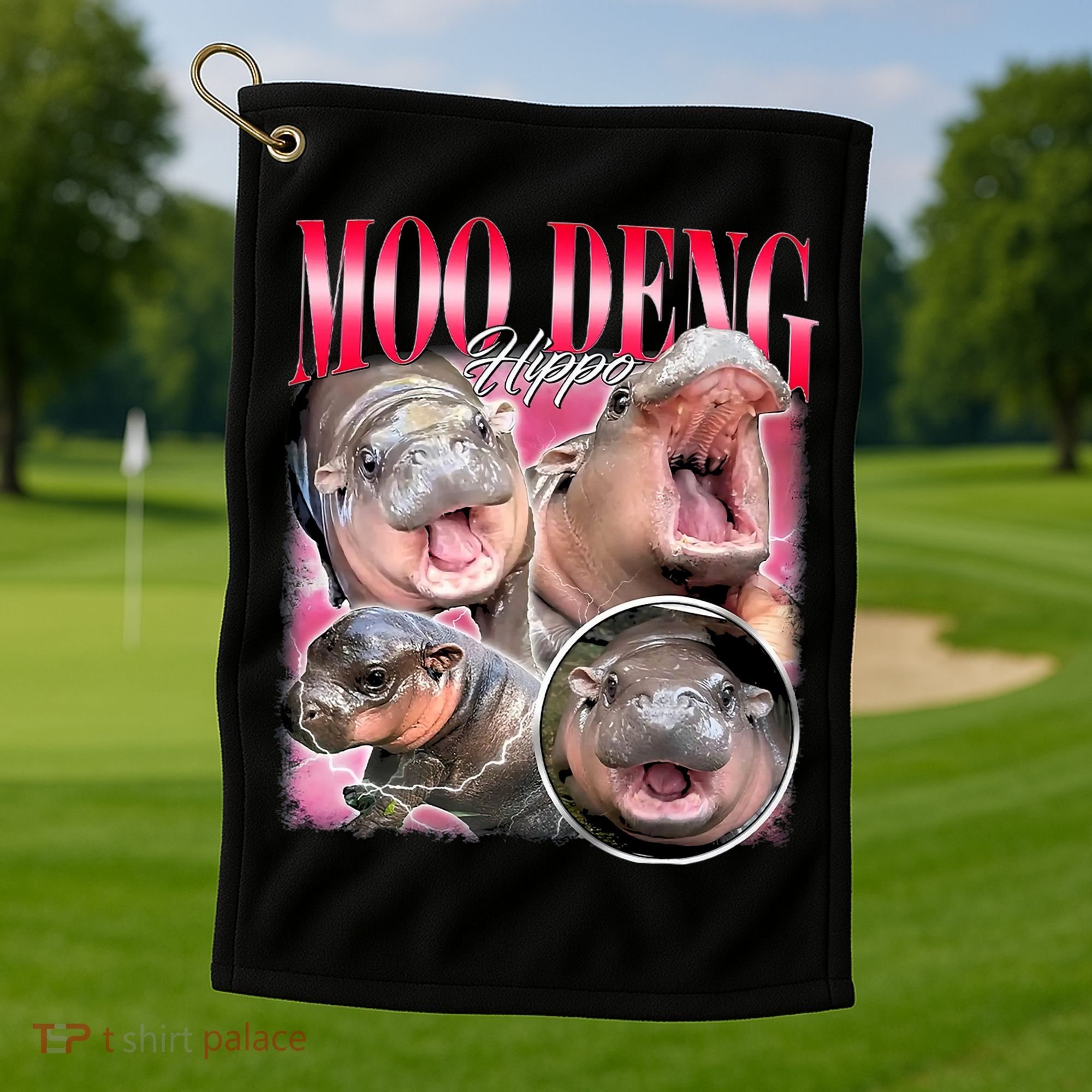 Funny Baby Pygmy Hippo Moodeng Golf Towel