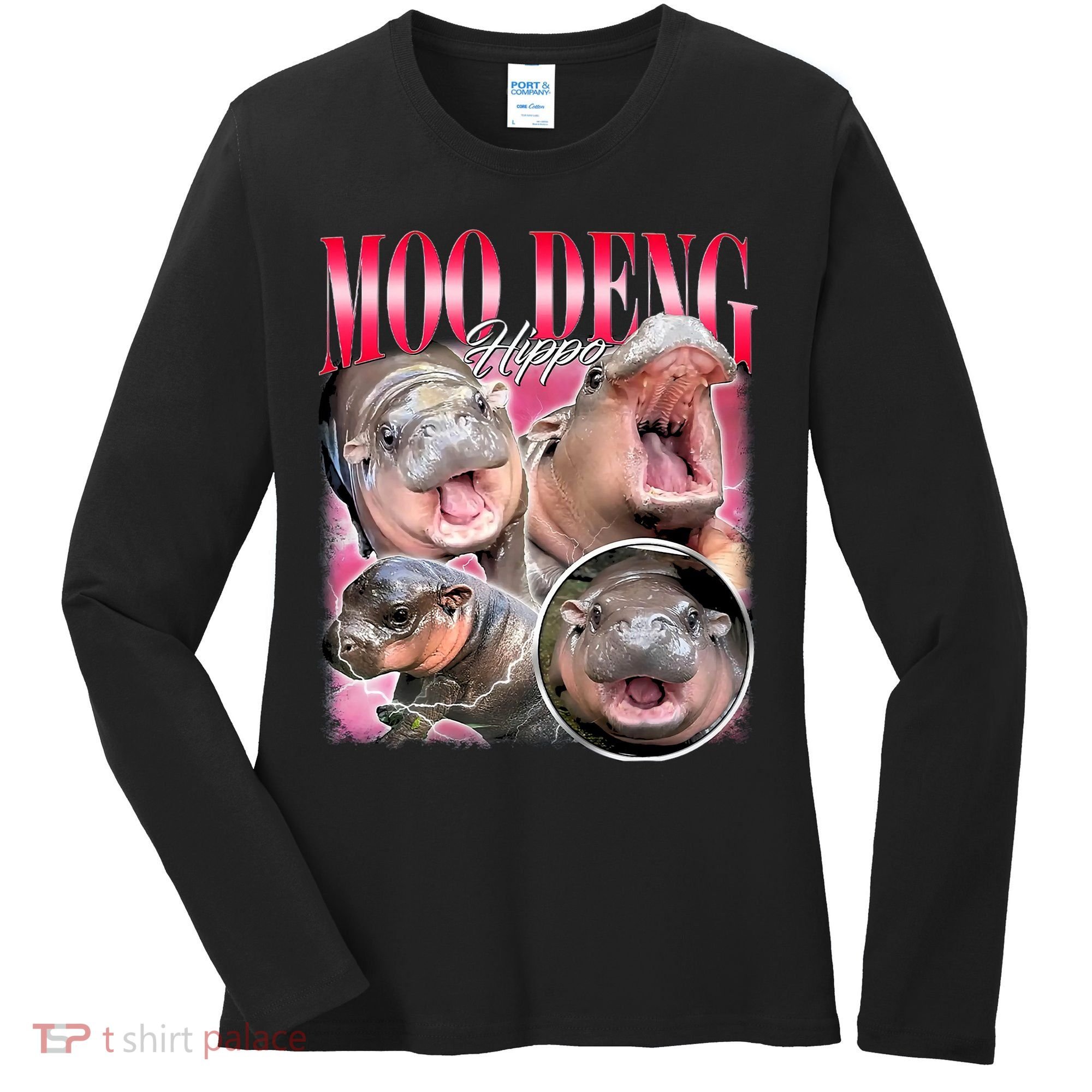 Funny Baby Pygmy Hippo Moodeng Women's Long Sleeve Shirt