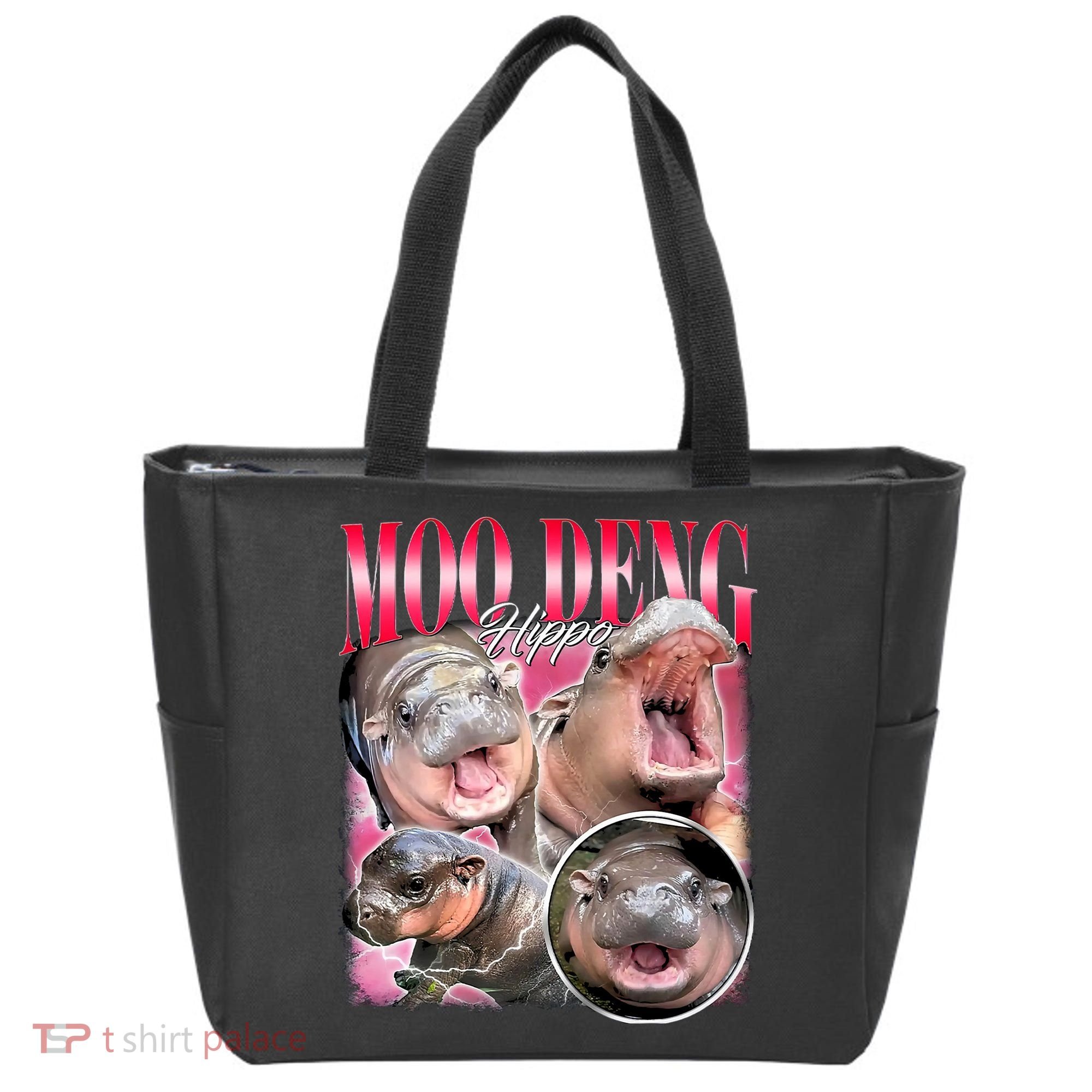 Funny Baby Pygmy Hippo Moodeng Tote Bag