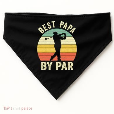 Funny Best Papa By Par Father's Day Golf Gift USA-Made Doggie Bandana