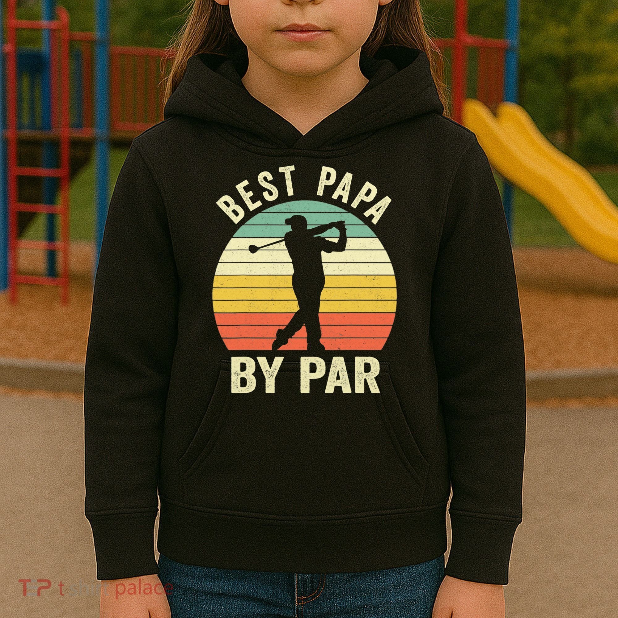 Funny Best Papa By Par Father's Day Golf Gift Kids Hoodie