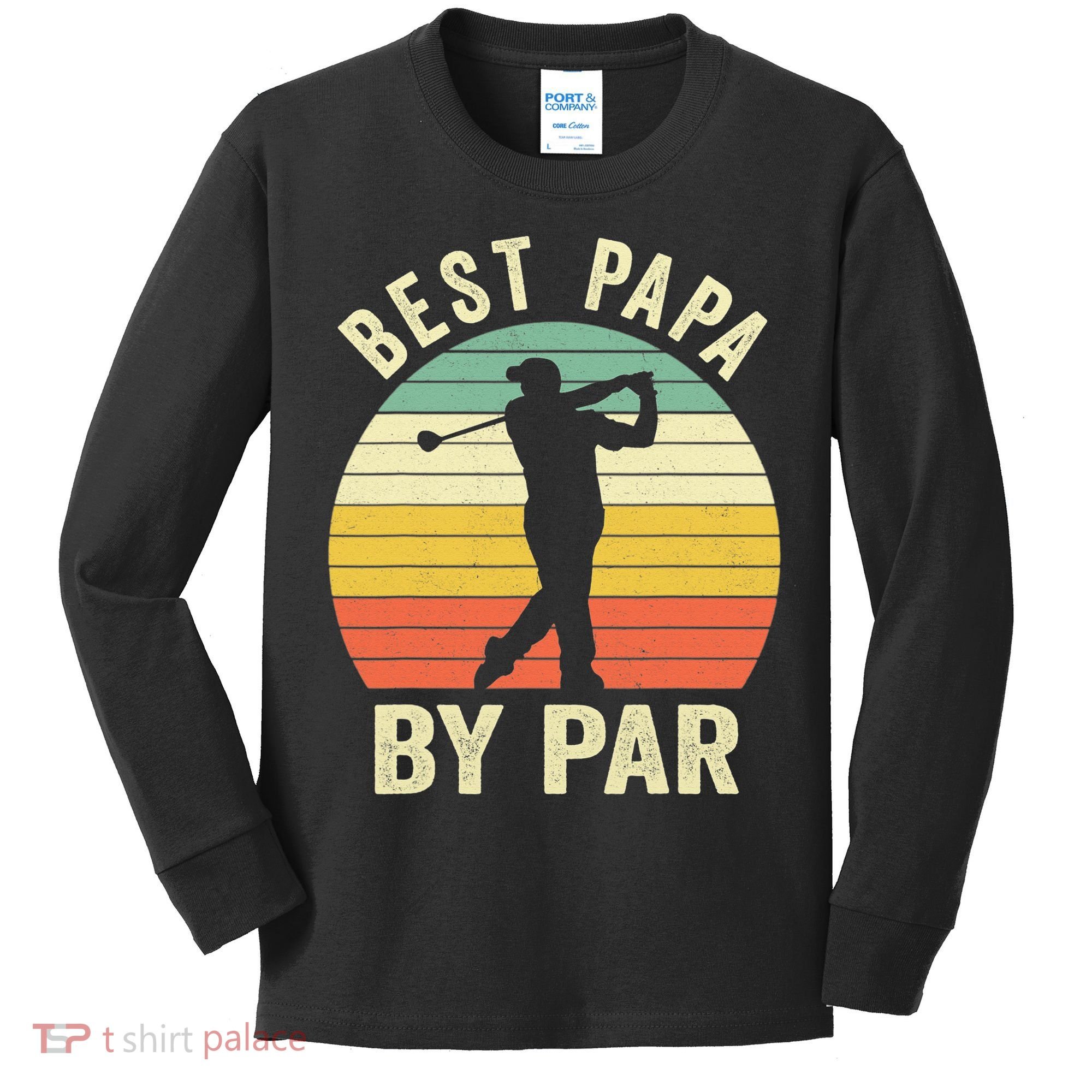 Funny Best Papa By Par Father's Day Golf Gift Kids Long Sleeve Shirt