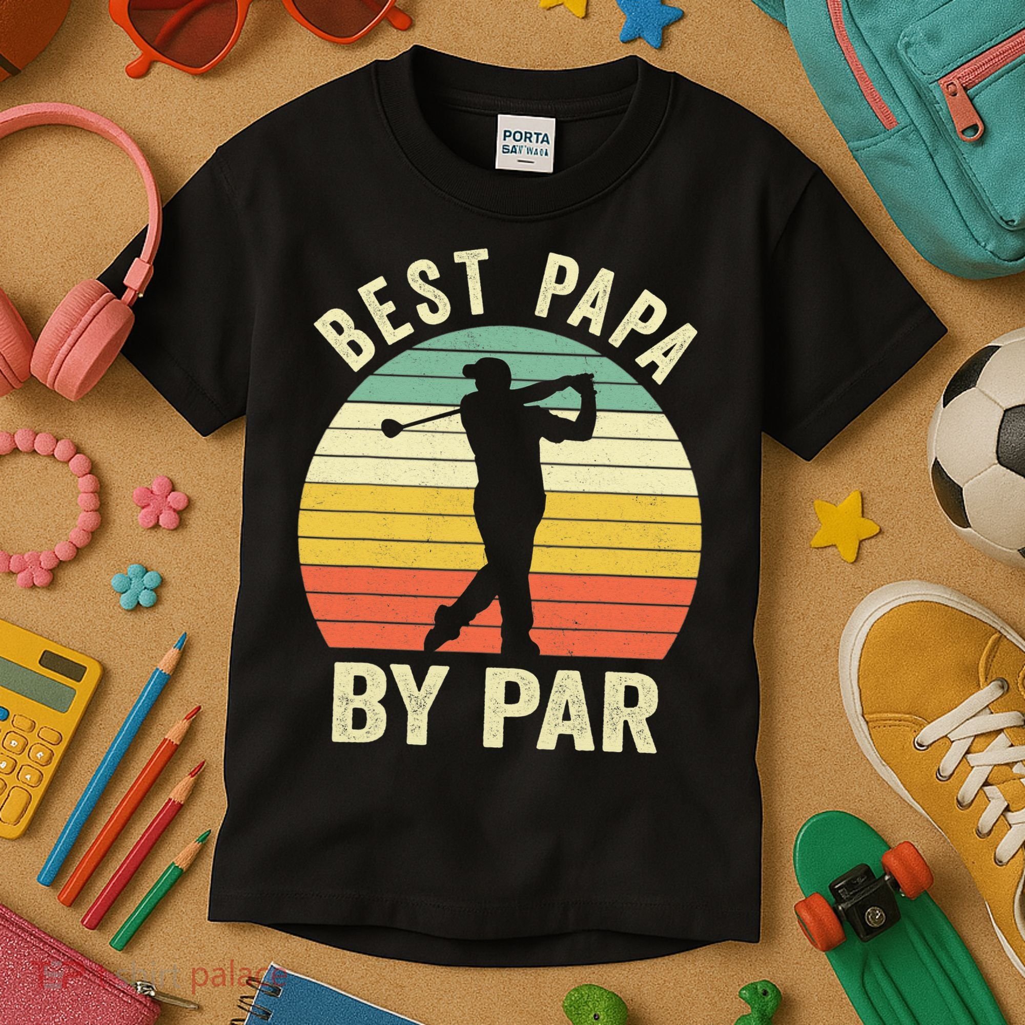 Funny Best Papa By Par Father's Day Golf Gift Kids T-Shirt