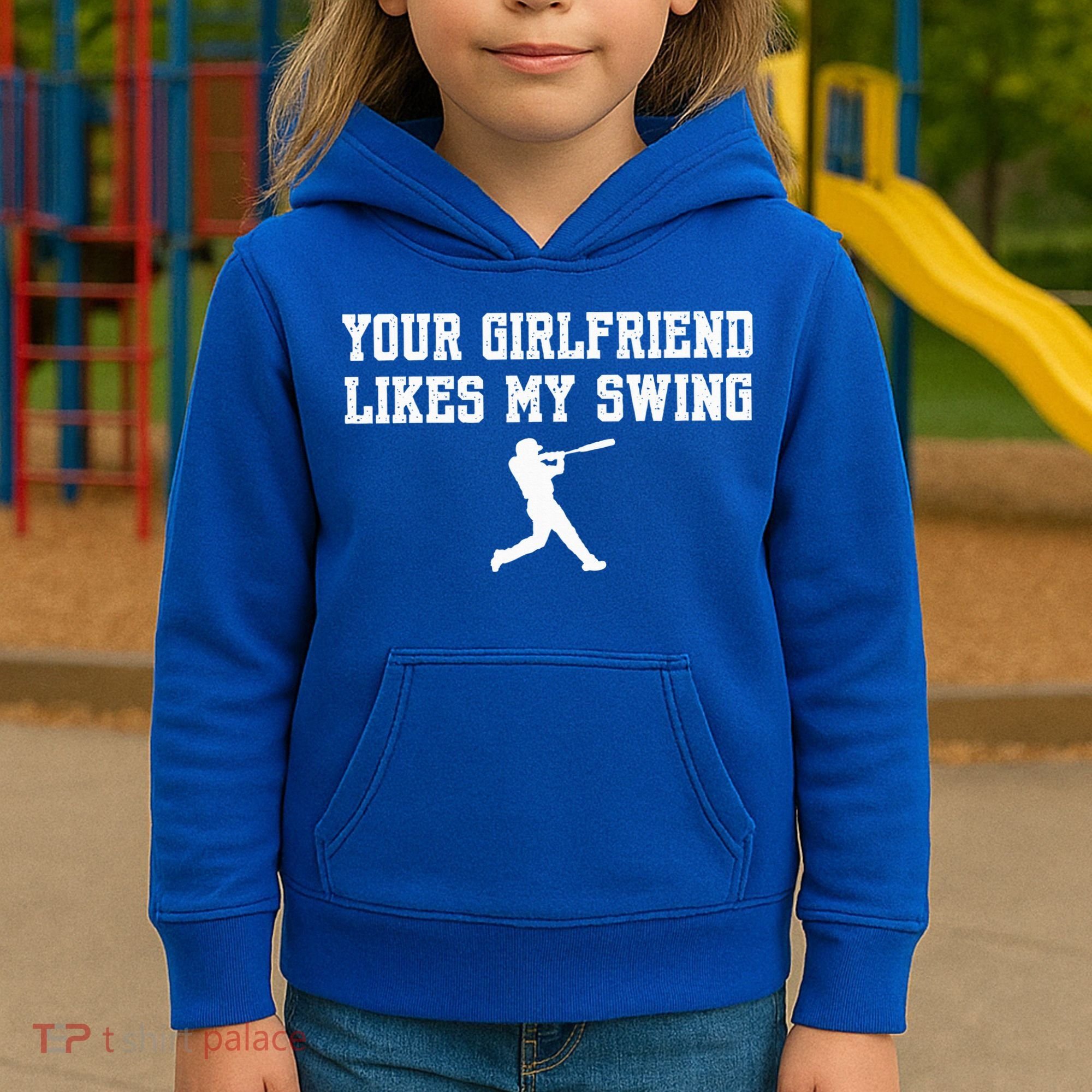 Funny Baseball Quote Your Girlfriend Likes My Swing Yo.Uth Kids Hoodie