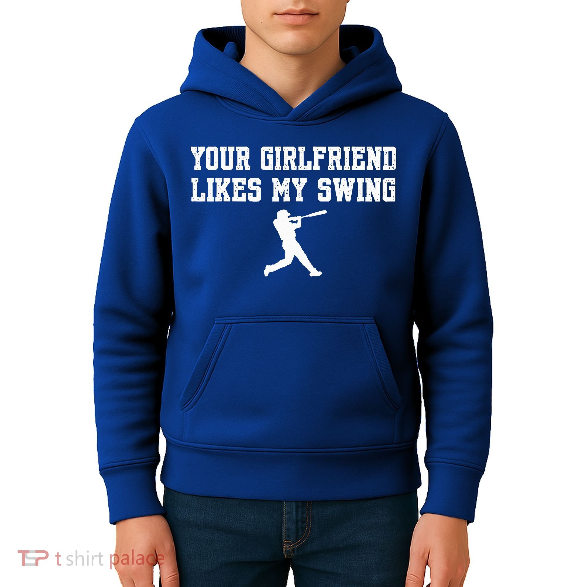 Funny Baseball Quote Your Girlfriend Likes My Swing Yo.Uth Kids Hoodie