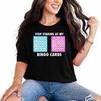 Funny Bingo Queen Stop Staring At My Bingo Cards Comfort Colors T-Shirt thumb 0