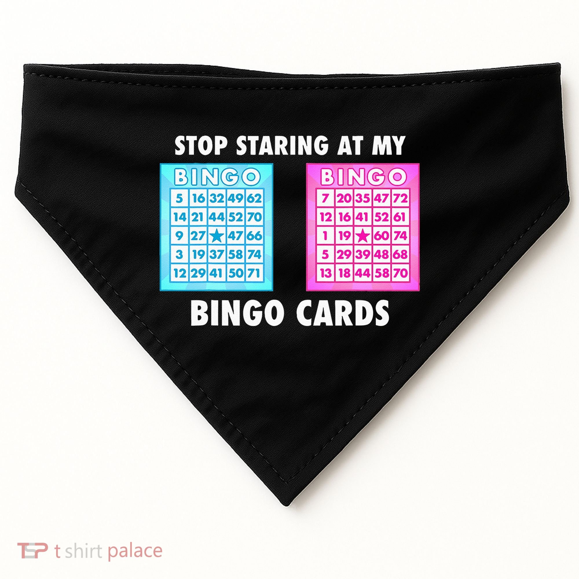 Funny Bingo Queen Stop Staring At My Bingo Cards USA-Made Doggie Bandana