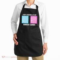 Funny Bingo Queen Stop Staring At My Bingo Cards Apron thumb 2