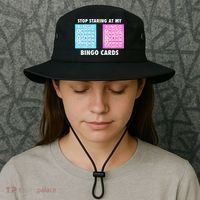 Funny Bingo Queen Stop Staring At My Bingo Cards Bucket Hat thumb 3