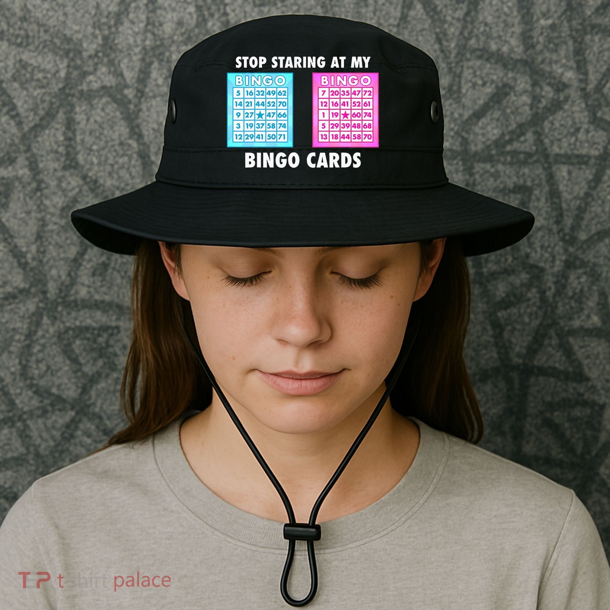 Funny Bingo Queen Stop Staring At My Bingo Cards Bucket Hat