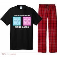 Funny Bingo Queen Stop Staring At My Bingo Cards Pajama Set thumb 0