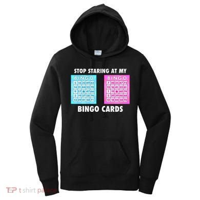Funny Bingo Queen Stop Staring At My Bingo Cards Women's Hoodie