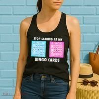 Funny Bingo Queen Stop Staring At My Bingo Cards Women's Tank Top thumb 2