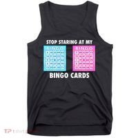 Funny Bingo Queen Stop Staring At My Bingo Cards Tank Top thumb 0