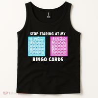 Funny Bingo Queen Stop Staring At My Bingo Cards Tank Top thumb 2