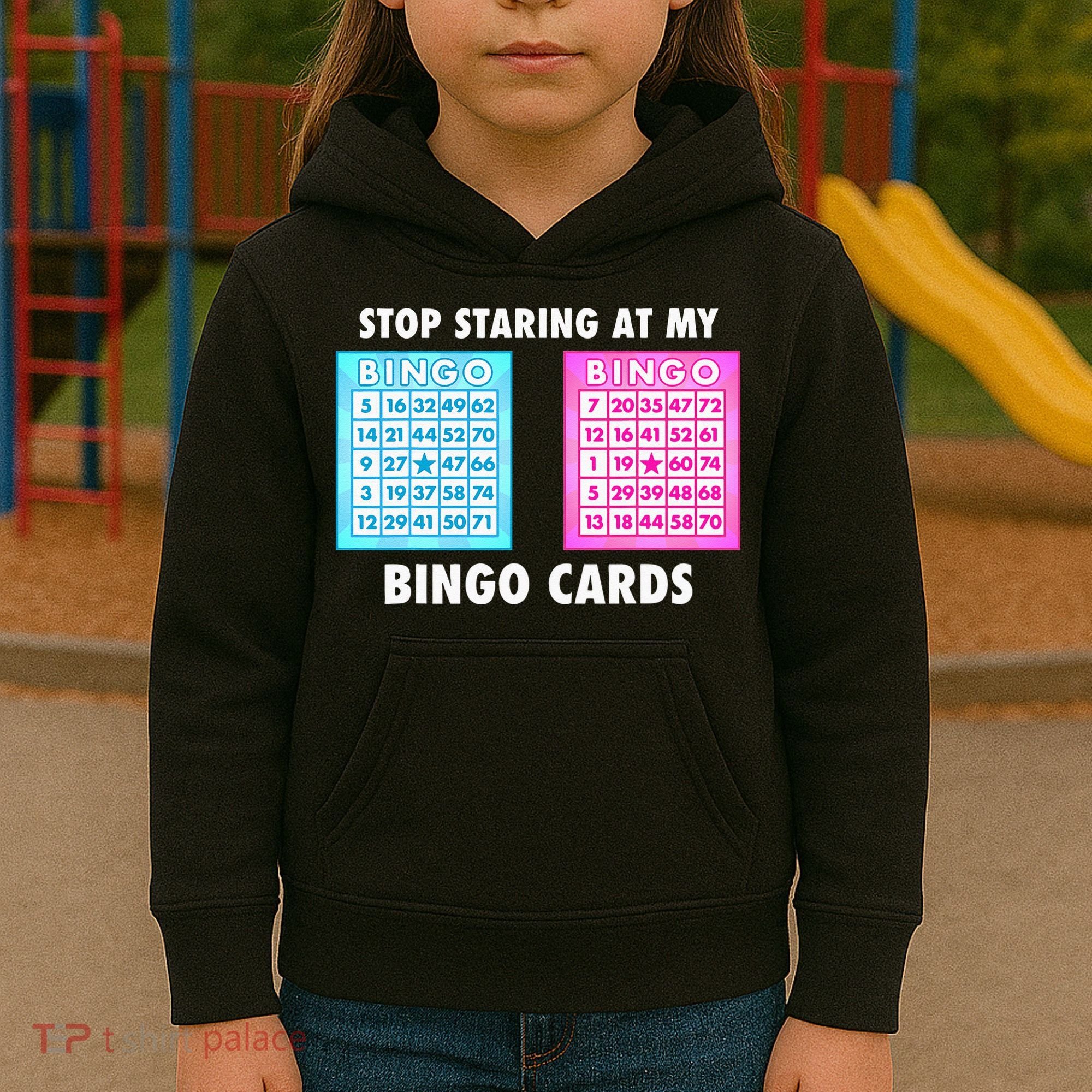 Funny Bingo Queen Stop Staring At My Bingo Cards Kids Hoodie