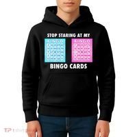 Funny Bingo Queen Stop Staring At My Bingo Cards Kids Hoodie thumb 4