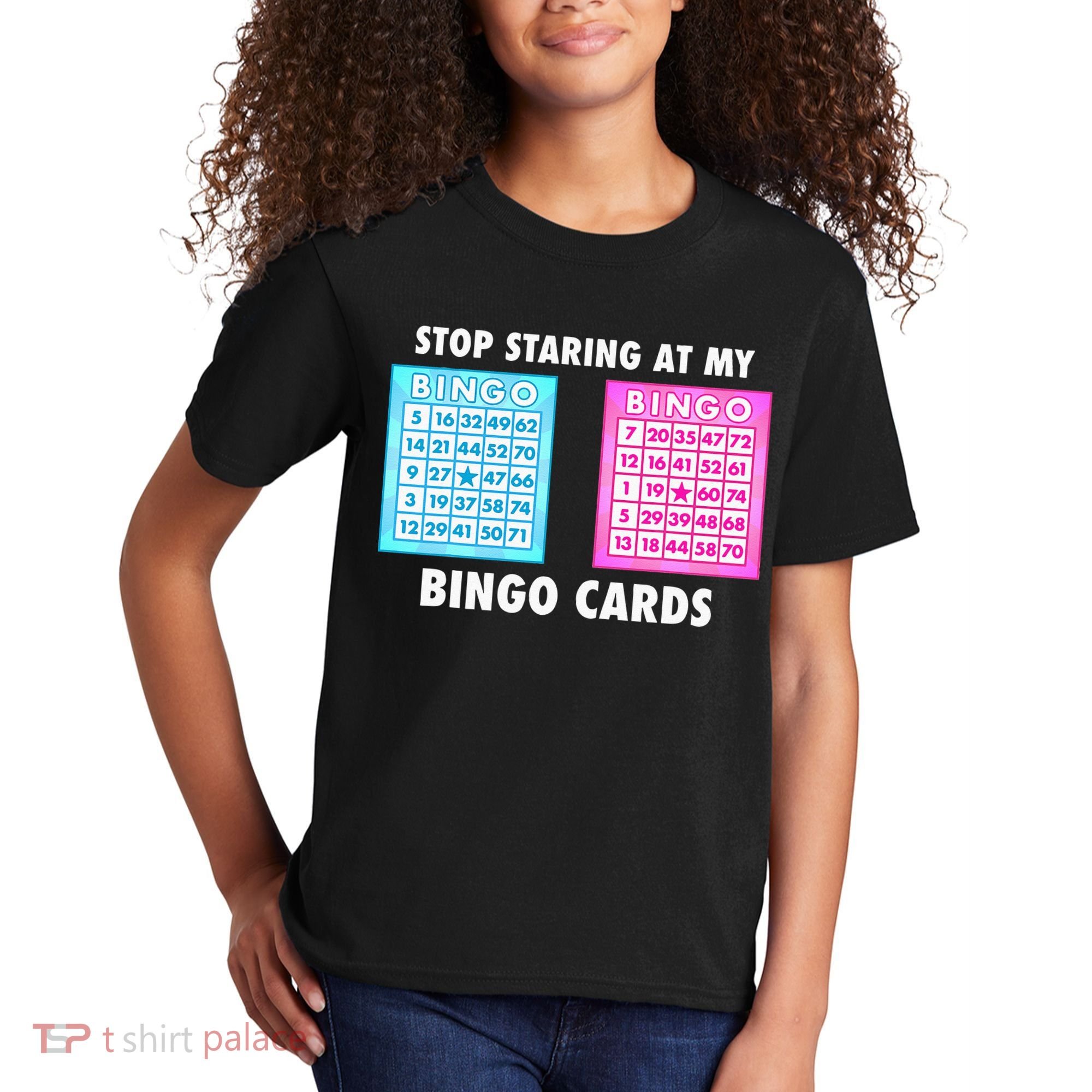 Funny Bingo Queen Stop Staring At My Bingo Cards Kids T-Shirt