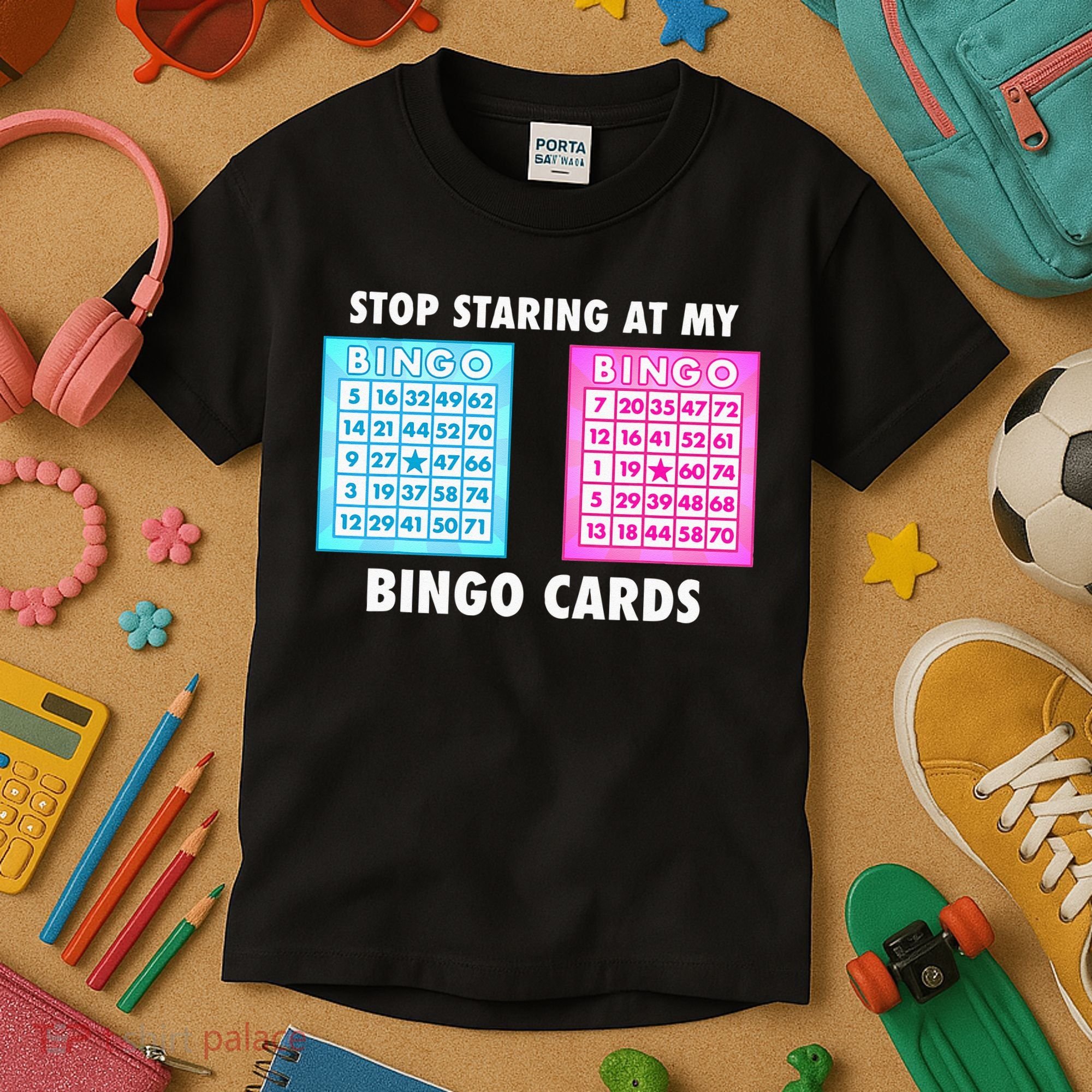 Funny Bingo Queen Stop Staring At My Bingo Cards Kids T-Shirt