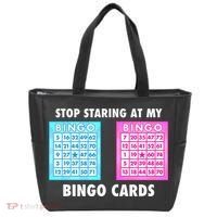 Funny Bingo Queen Stop Staring At My Bingo Cards Tote Bag thumb 0