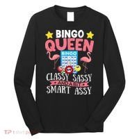Funny Bingo Queen Bingo Flamingo Mothers Day Long Sleeve Shirt thumb 0