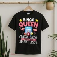 Funny Bingo Queen Bingo Flamingo Mothers Day T-Shirt thumb 2