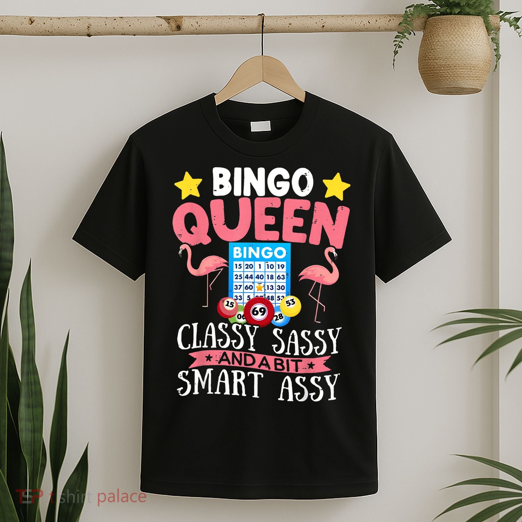 Funny Bingo Queen Bingo Flamingo Mothers Day T-Shirt