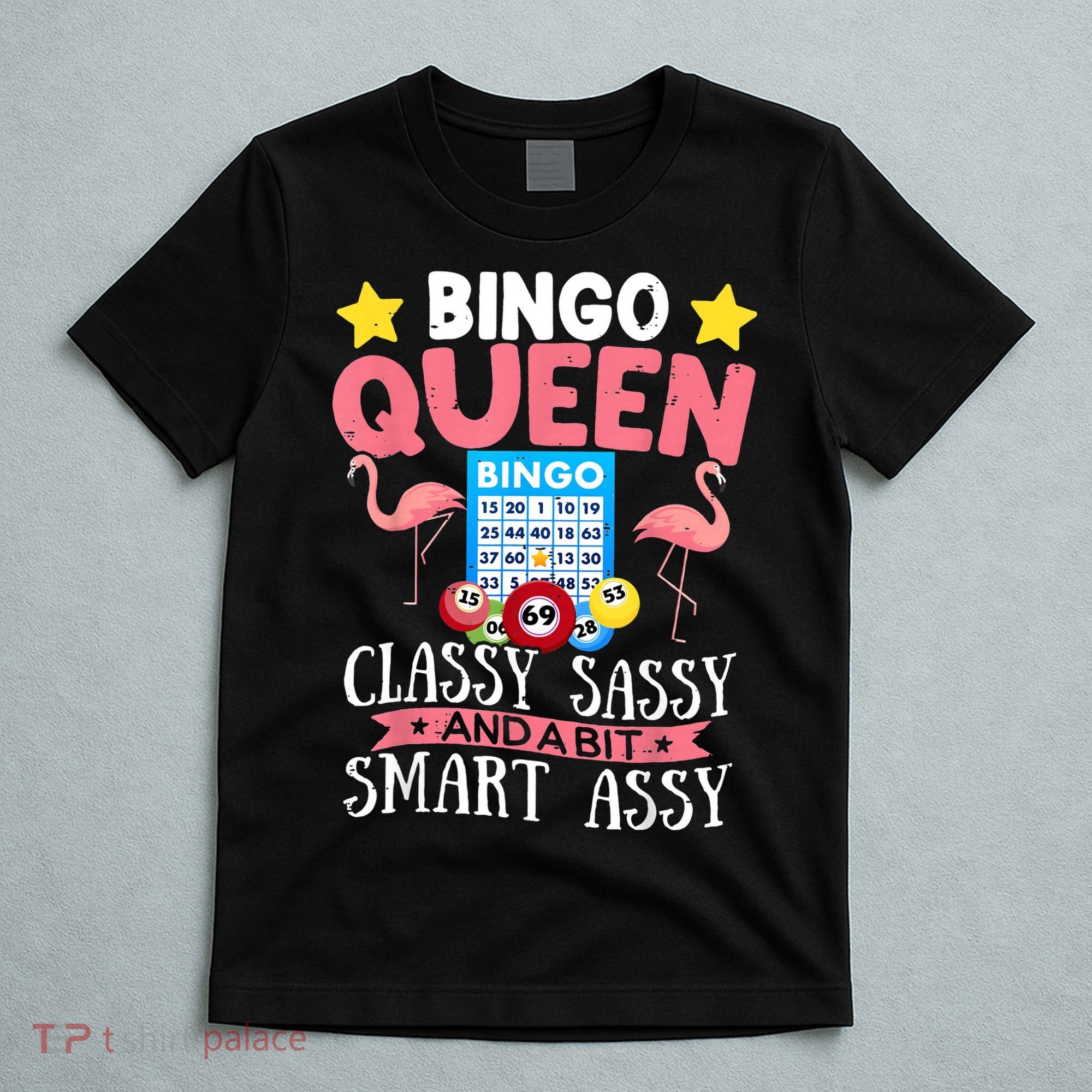 Funny Bingo Queen Bingo Flamingo Mothers Day T-Shirt