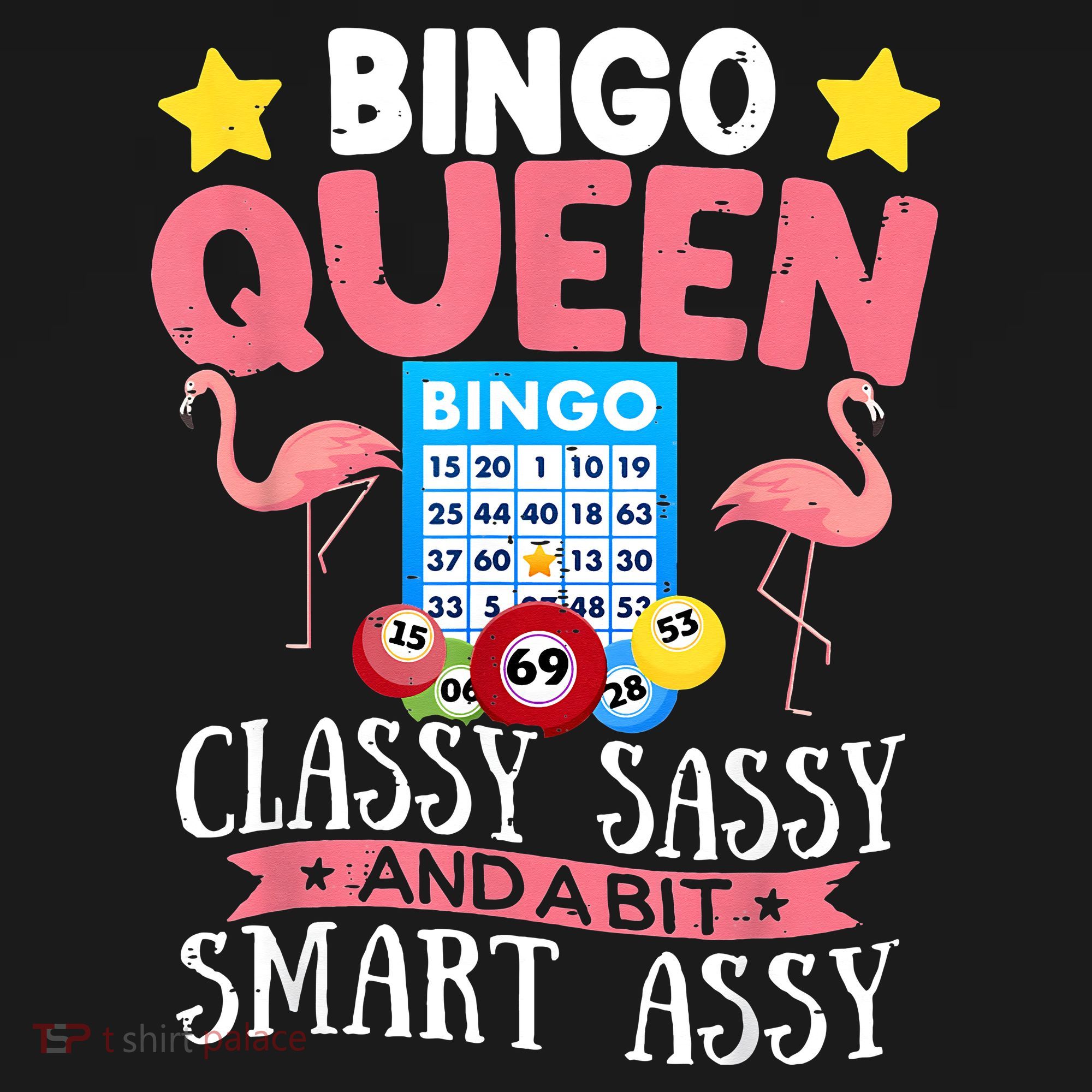 Funny Bingo Queen Bingo Flamingo Mothers Day T-Shirt