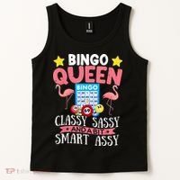 Funny Bingo Queen Bingo Flamingo Mothers Day Tank Top thumb 2